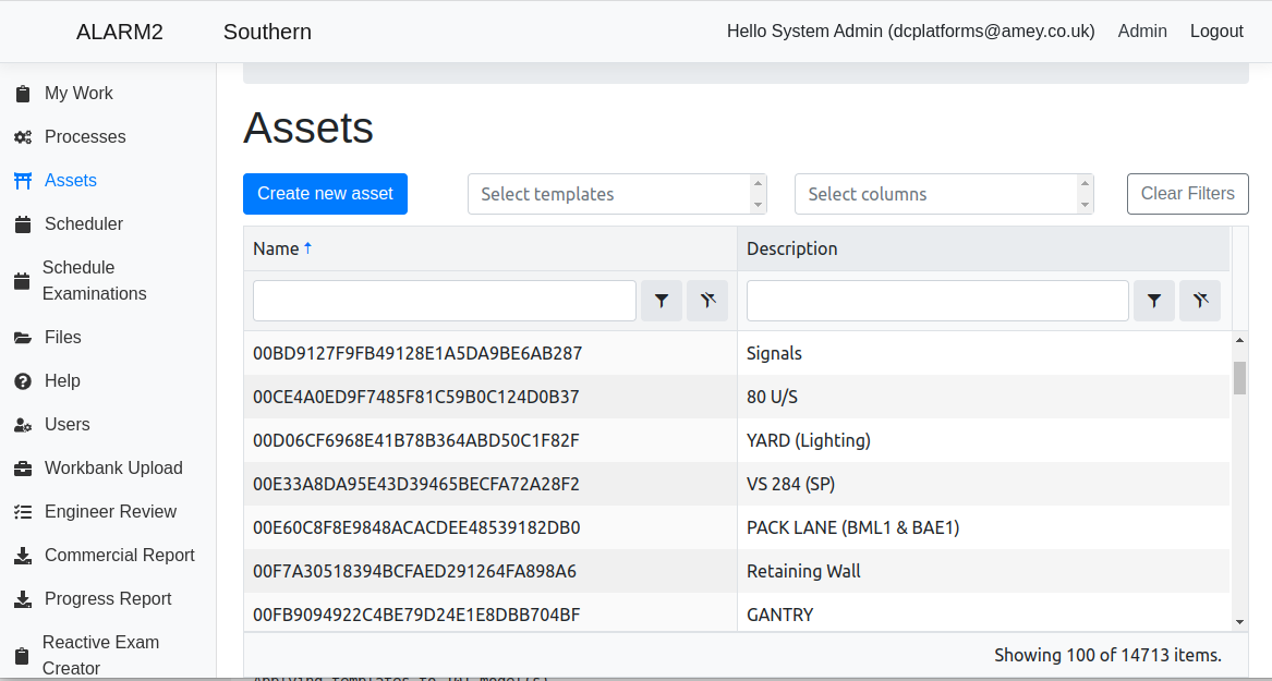 asset search page