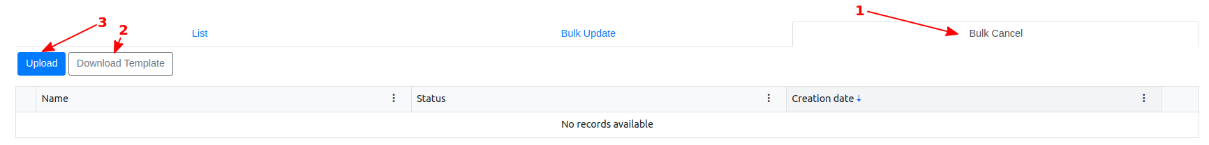 Bulk Cancel - Main